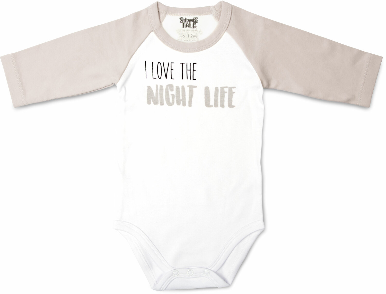 Night Life by Sidewalk Talk - Night Life - 6-12 Months 3/4 Length Gray Sleeve Onesie