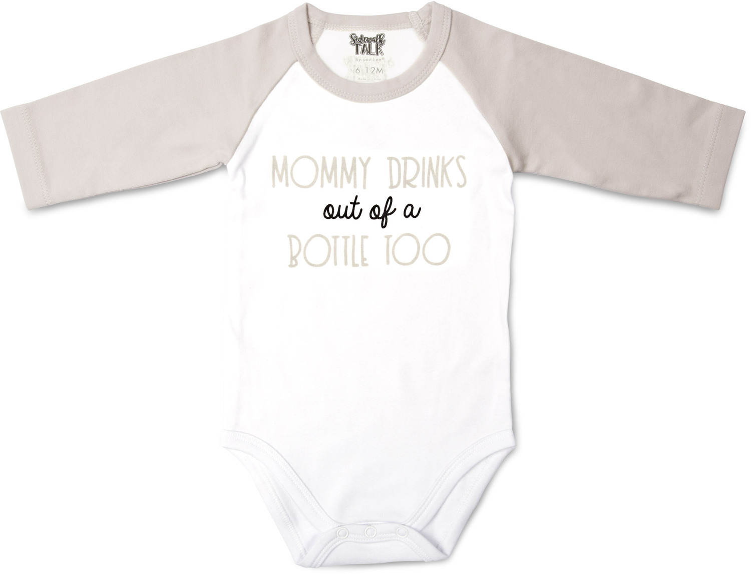 Mommy Bottle by Sidewalk Talk - Mommy Bottle - 6-12 Months 3/4 Length Gray Sleeve Onesie