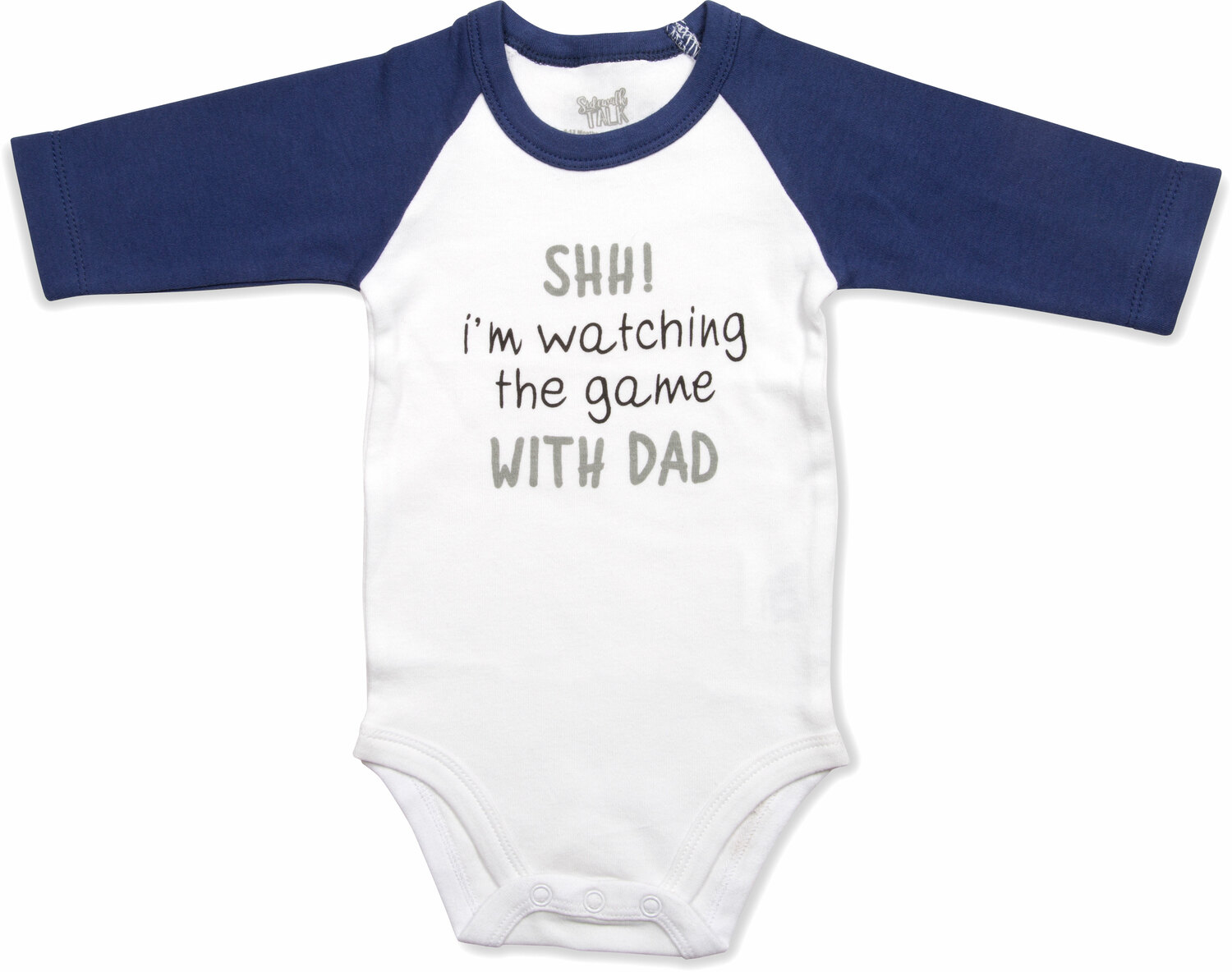 Game with Dad by Sidewalk Talk - Game with Dad - 12-24 Months 3/4 Length Navy Sleeve Onesie