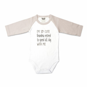 Grandma Retired by Sidewalk Talk - 12-24 Months
3/4 Length Gray Sleeve Onesie