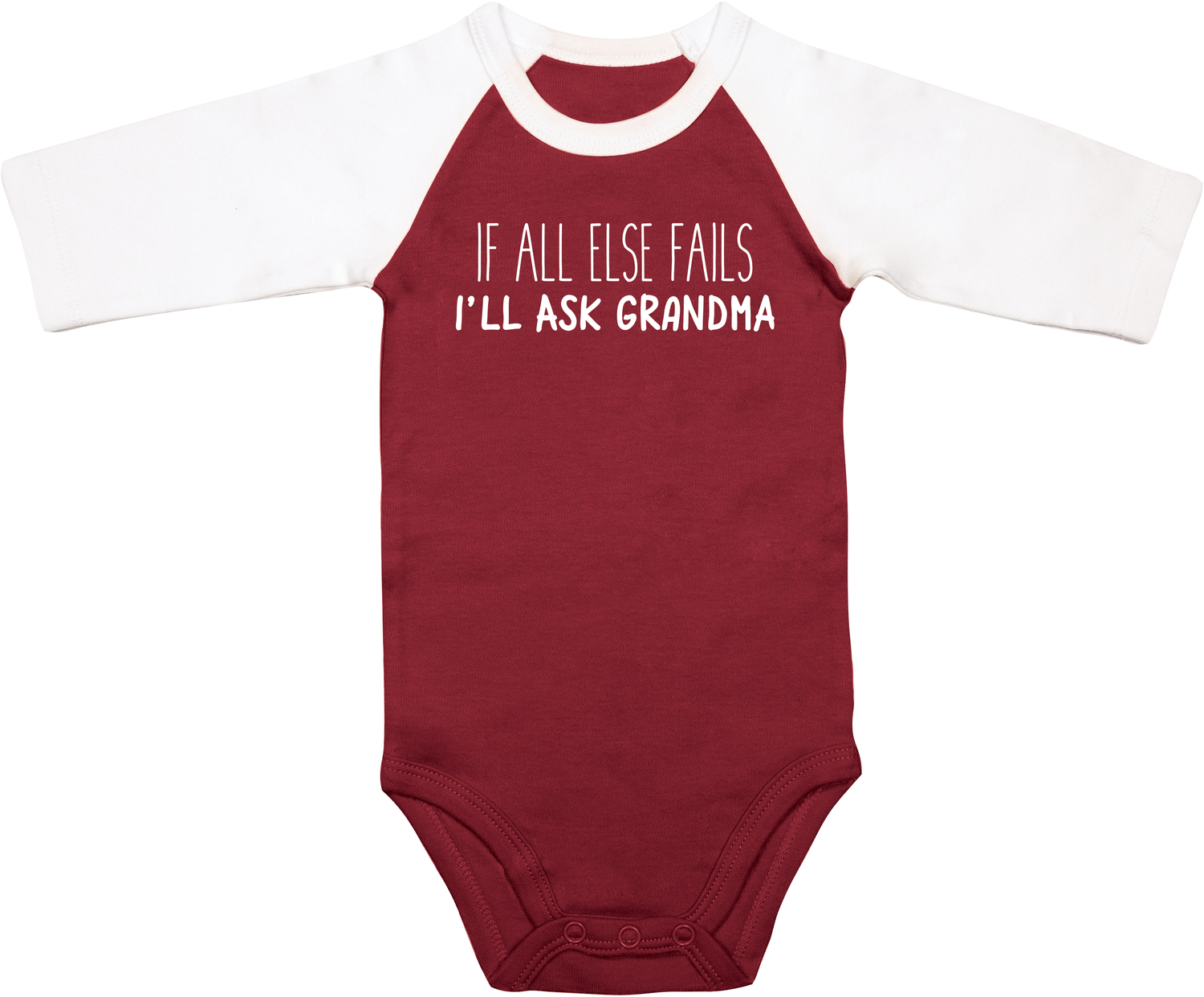 Ask Grandma by Sidewalk Talk - Ask Grandma - 6-12 Months
3/4 Length Sleeve Maroon Onesie