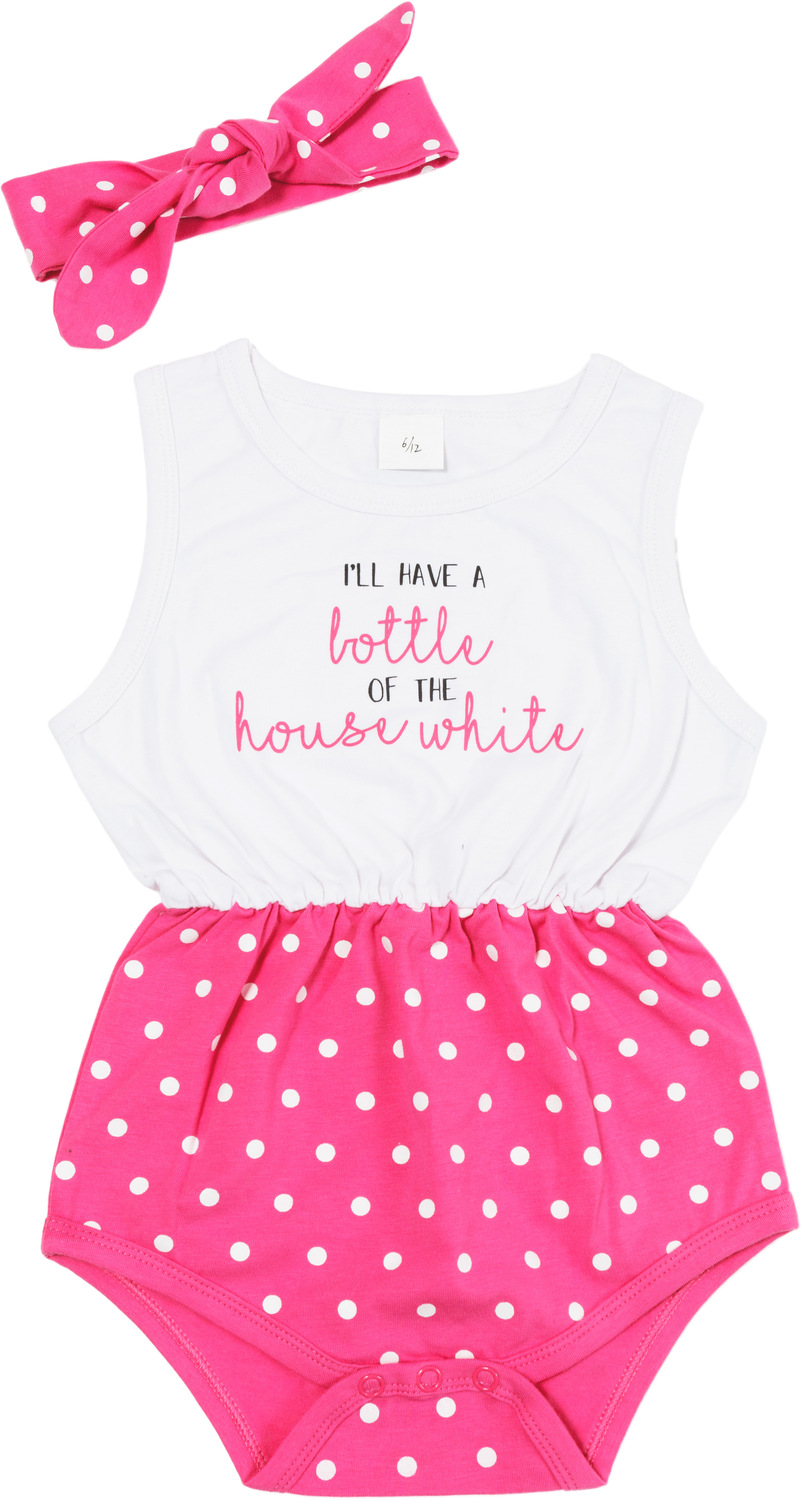 House White by Sidewalk Talk - House White - 6-12 Months
White & Pink Romper with Headband
