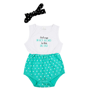 Not Allowed by Sidewalk Talk - 6-12 Months
White & Teal Romper with Headband