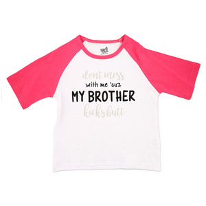 My Brother by Sidewalk Talk - 2T 3/4 Length Pink Sleeve Shirt