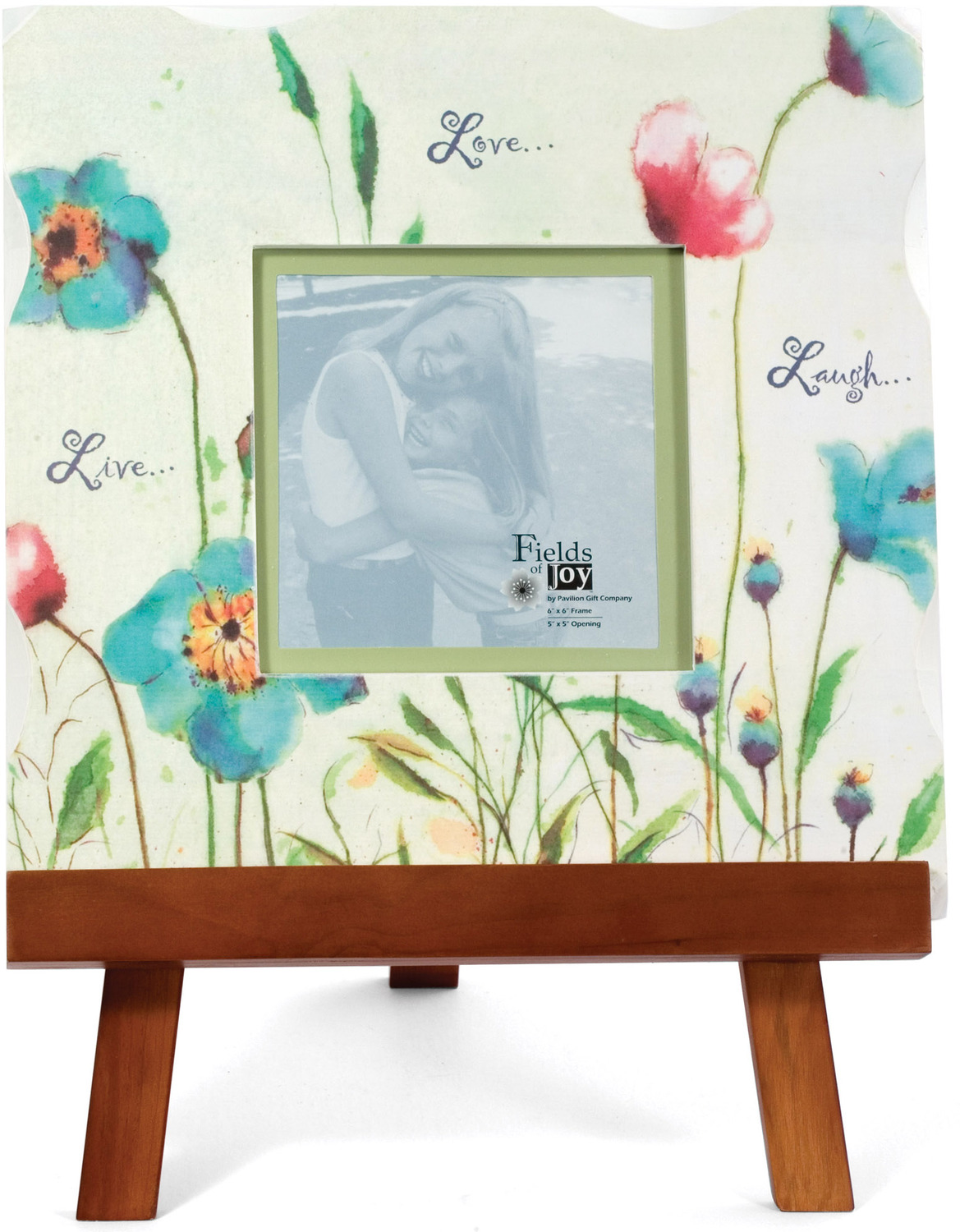 Live Love Laugh by Fields of Joy - Live Love Laugh - 12" x 12" Blue Frame with Easel