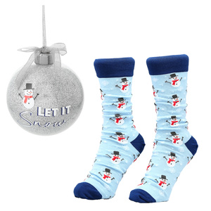 Let it Snow by Warm & Toe-sty - 4" Ornament with Unisex Holiday Socks