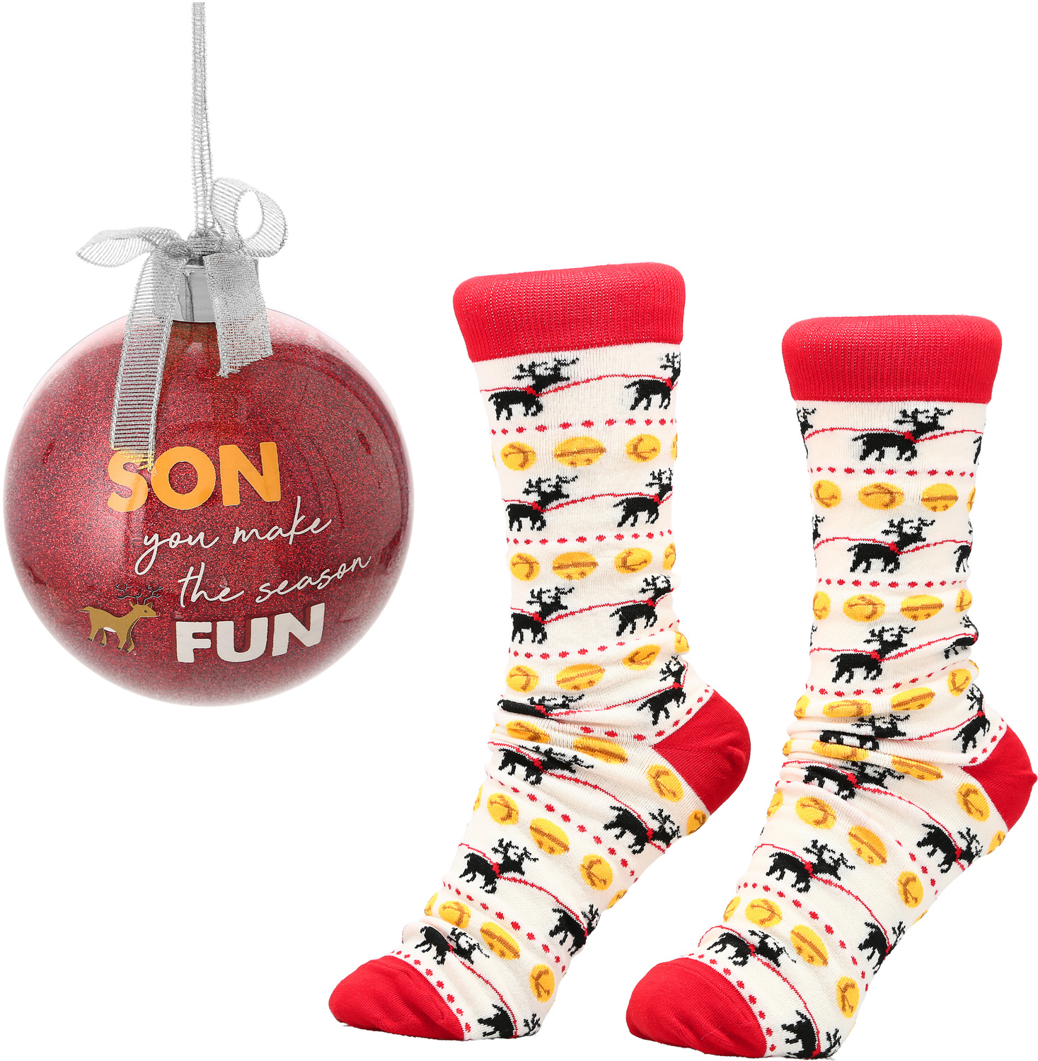 Son by Warm & Toe-sty - Son - 4" Ornament with Unisex Holiday Socks