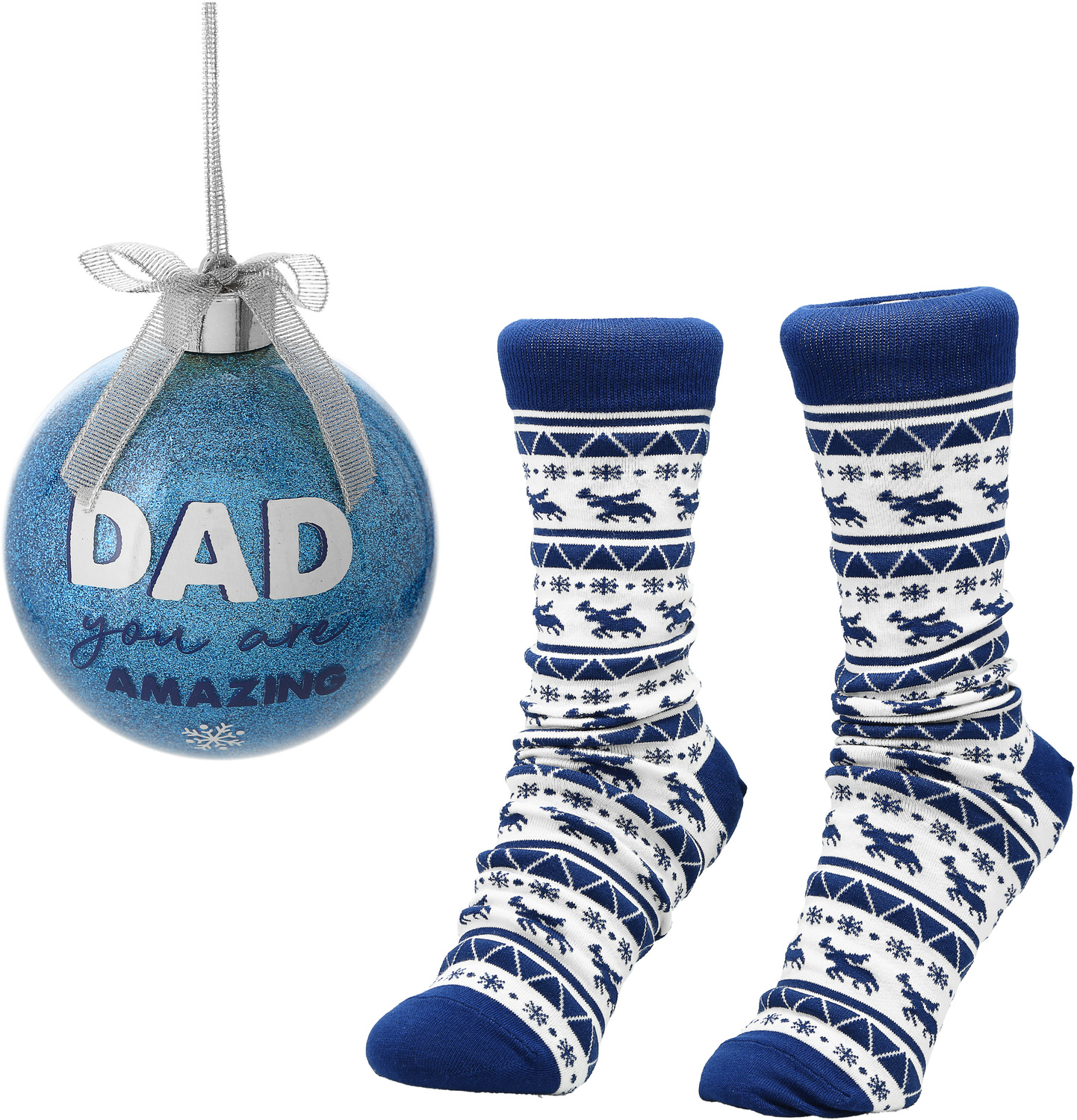 Dad by Warm & Toe-sty - Dad - 4" Ornament with Unisex Holiday Socks