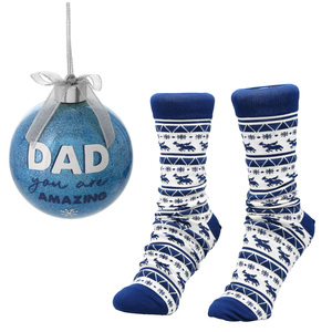 Dad by Warm & Toe-sty - 4" Ornament with Unisex Holiday Socks