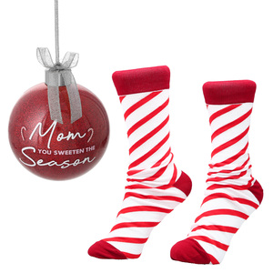 Mom by Warm & Toe-sty - 4" Ornament with Unisex Holiday Socks