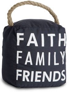 Faith Family Friends by Open Door Decor - 5" x 6" Dark Gray Door Stopper