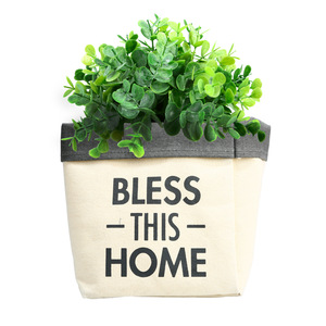 Bless This Home by Open Door Decor - Canvas Planter Cover
(Holds a 6" Pot)