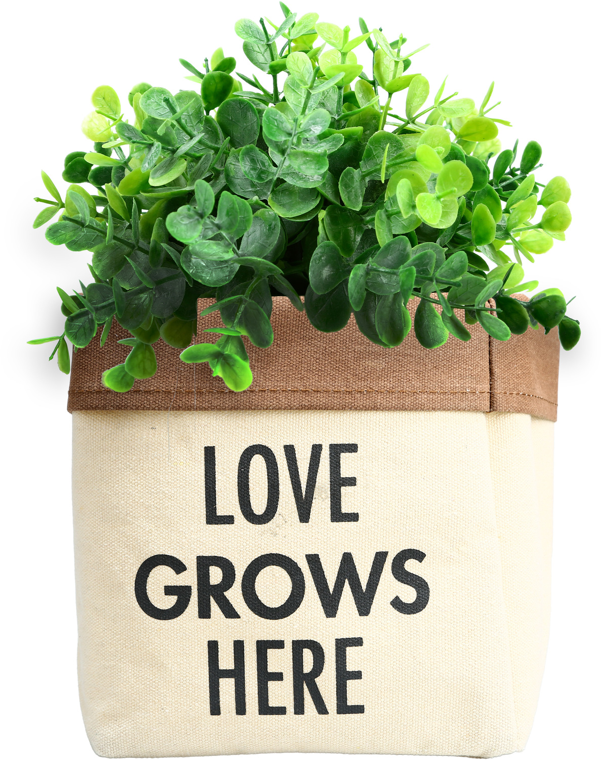 Love Grows by Open Door Decor - Love Grows - Canvas Planter Cover
(Holds a 6" Pot)