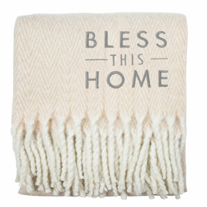 Bless This Home by Open Door Decor - 50" x 60" Herringbone  Blanket