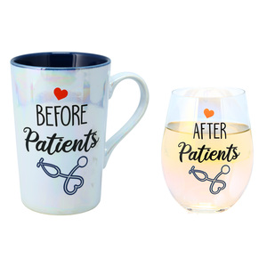 Before & After Patients by Essentially Yours - 18 oz. Stemless Glass & 15 oz. Latte Cup Set