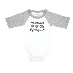 6 Feet Apart by Essentially Yours - 0-6 Months Bodysuit
3/4 Length Heathered Gray Sleeve
