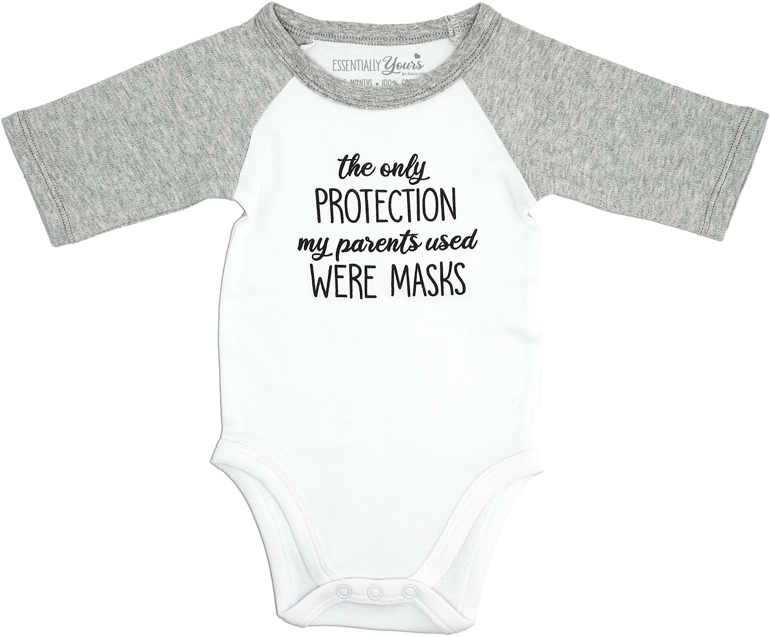 Protection by Essentially Yours - Protection - 0-6 Months Bodysuit
3/4 Length Heathered Gray Sleeve