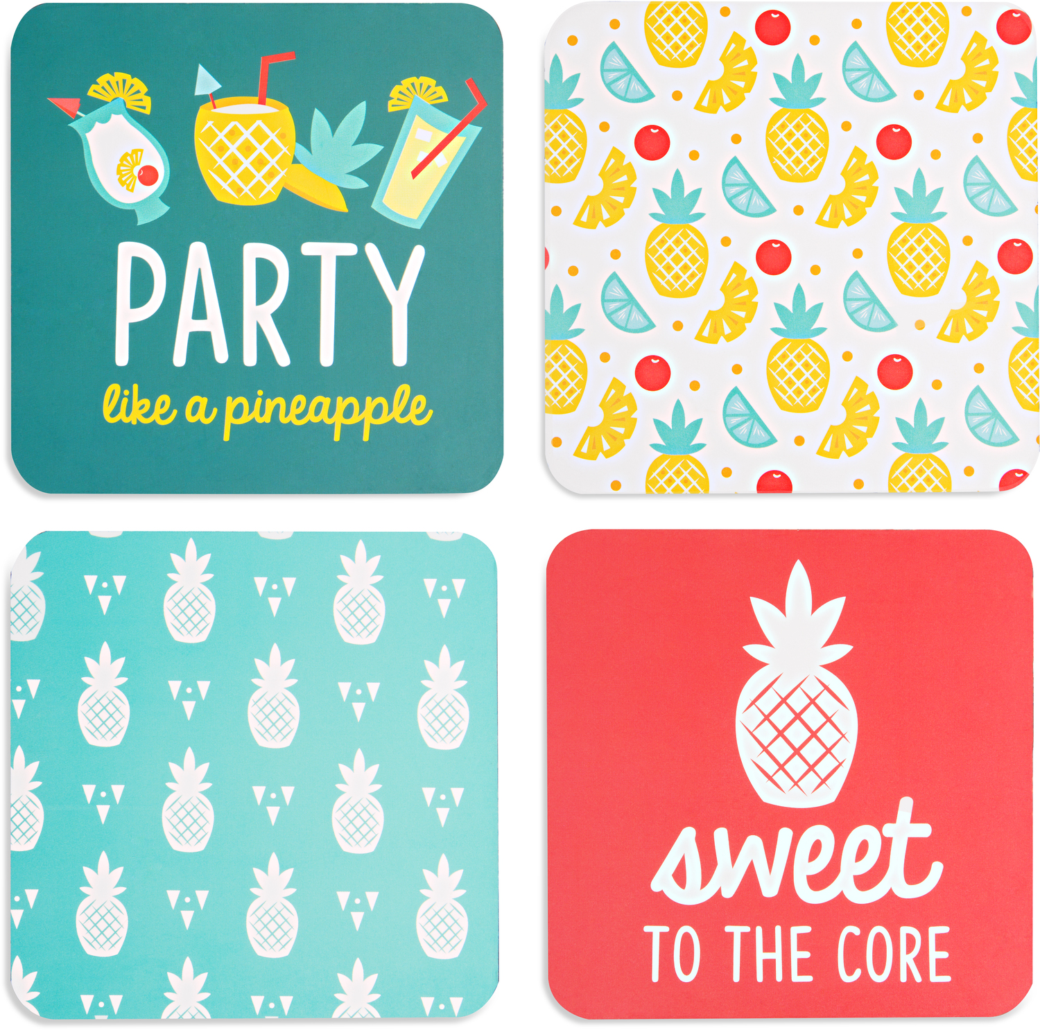 Pineapple Punch by Livin' on the Wedge - Pineapple Punch - 4" (4 Piece) Coaster Set with Box