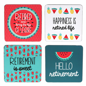 Hello Retirement by Livin' on the Wedge - 4" (4 Piece) Coaster Set with Box