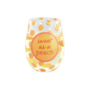 Sweet as a Peach by Livin' on the Wedge - 18 oz Stemless Wine Glass