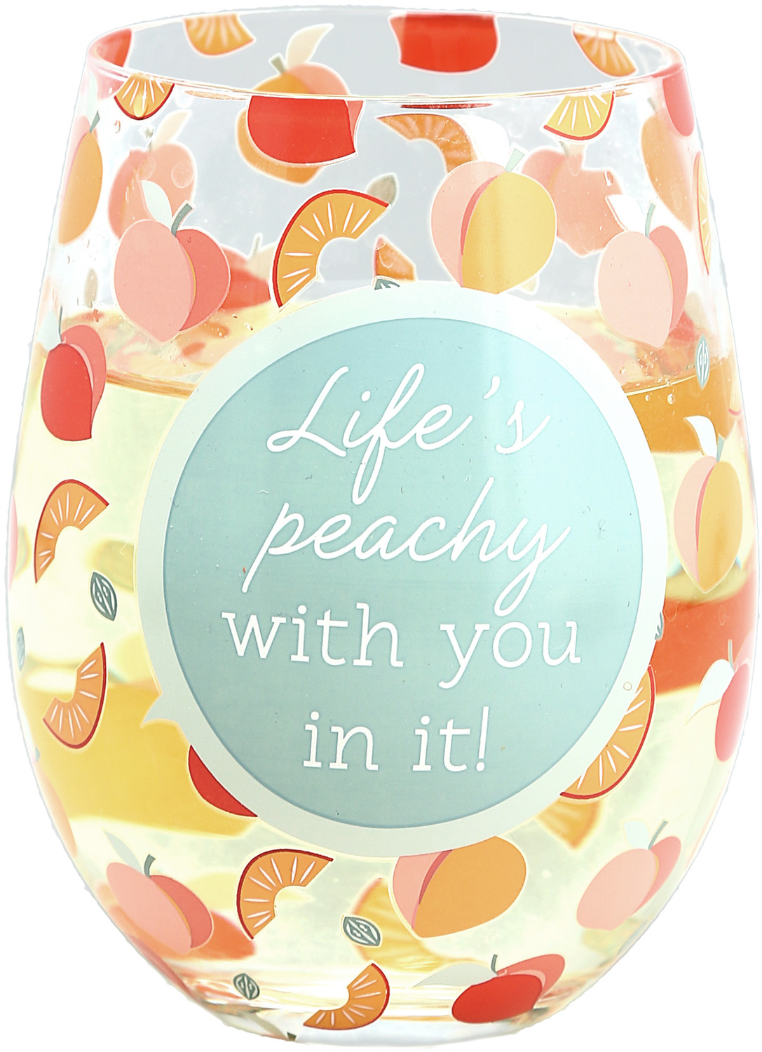 Life's Peachy by Livin' on the Wedge - Life's Peachy - 18 oz Stemless Wine Glass
