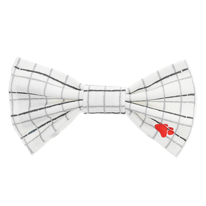 White Checkered by Furever Pawsome - 6" x 3" Canvas Pet Bow Tie