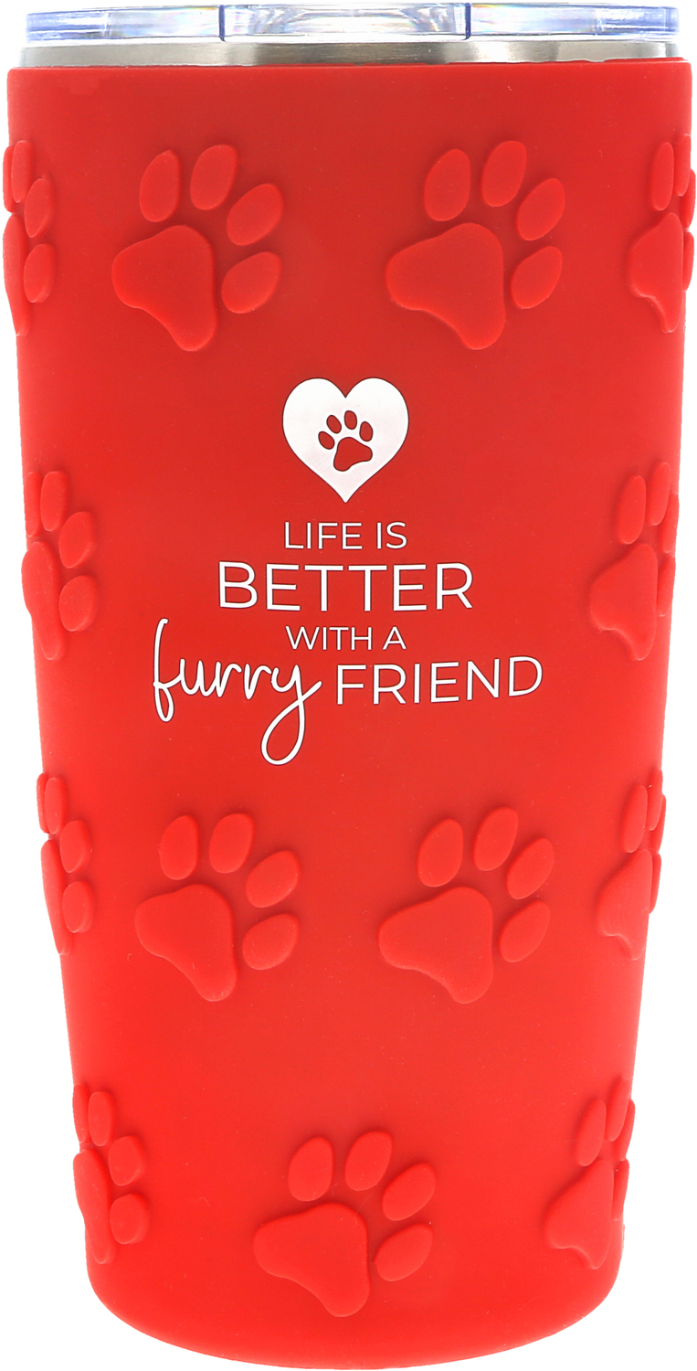 Furry Friend by Furever Pawsome - Furry Friend - 20 oz Travel Tumbler with 3D Silicone Wrap