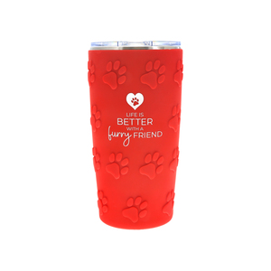Furry Friend by Furever Pawsome - 20 oz Travel Tumbler with 3D Silicone Wrap