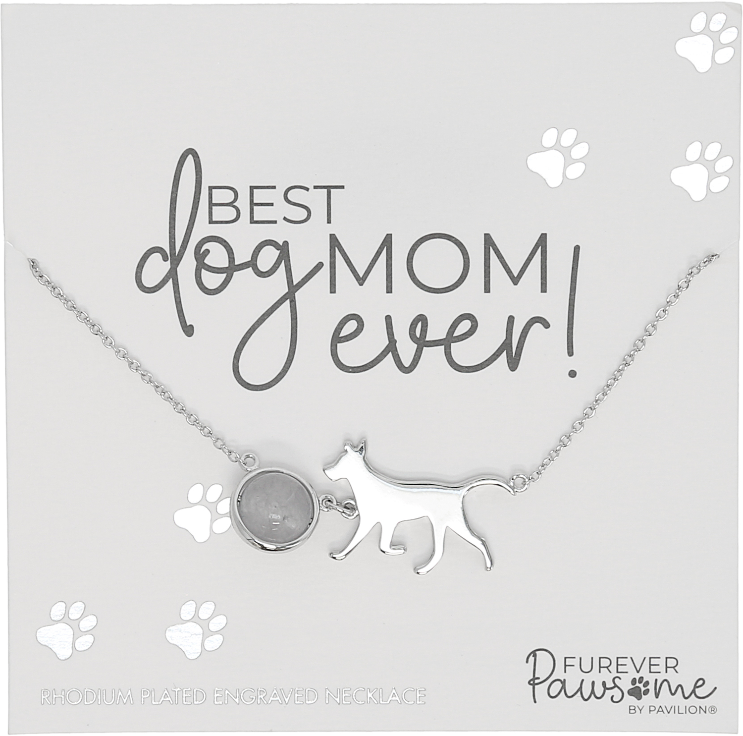 Dog Mom by Furever Pawsome - Dog Mom - Rhodium Plated Agate Adjustable Necklace