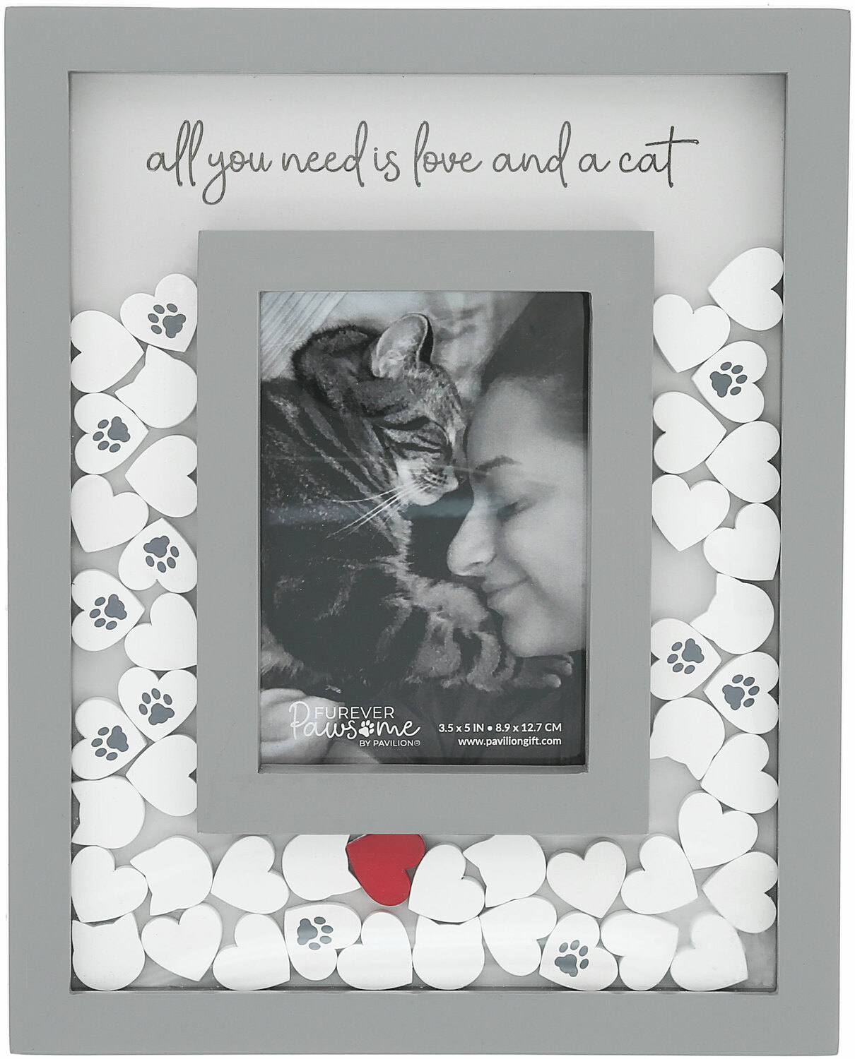 Love and a Cat by Furever Pawsome - Love and a Cat - 8" x 10" Picture Frame (Holds 3.5" x 5.5" Photo)