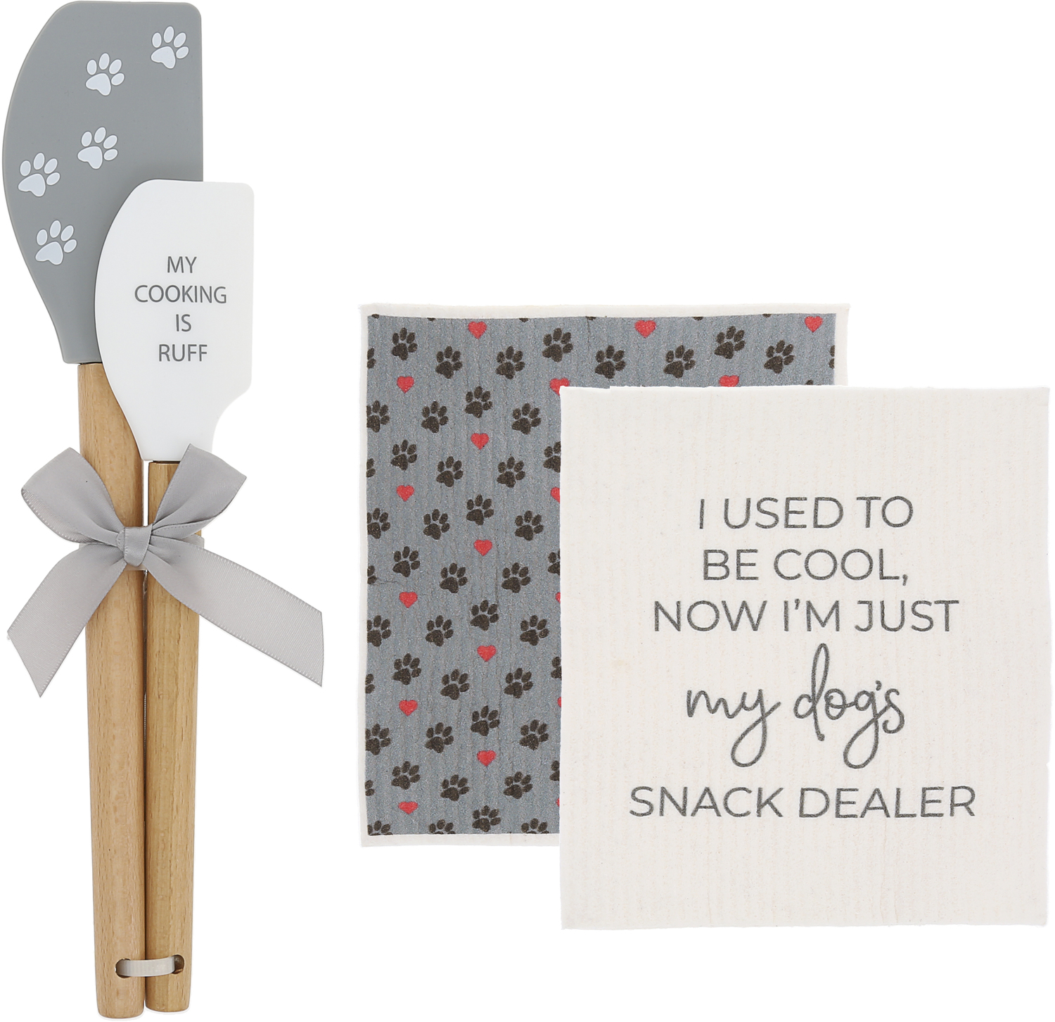 Snack Dealer by Furever Pawsome - Snack Dealer - Spatula and Reusable Dish Cloth Set
(2 of Each)