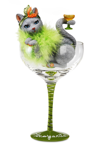 Meowgarita by Hiccup - 9.25" Grey Cat in Glass