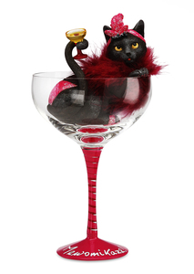 Meowmikaze by Hiccup - 9.25" Black Cat in Glass