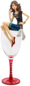 Mom's Time to Wine by Hiccup - 11.25" Girl in Wine Glass