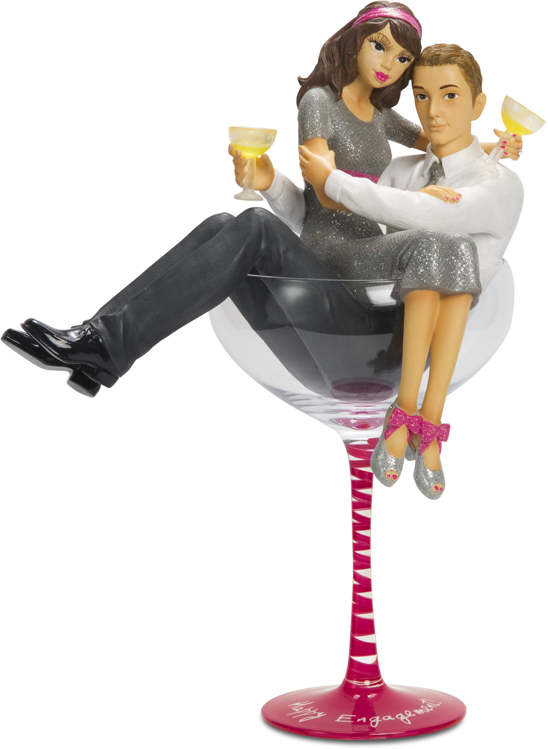 Happy Engagement! by Hiccup - <em>Wedding</em> - Figurine/Cake Topper & Champagne Glass -