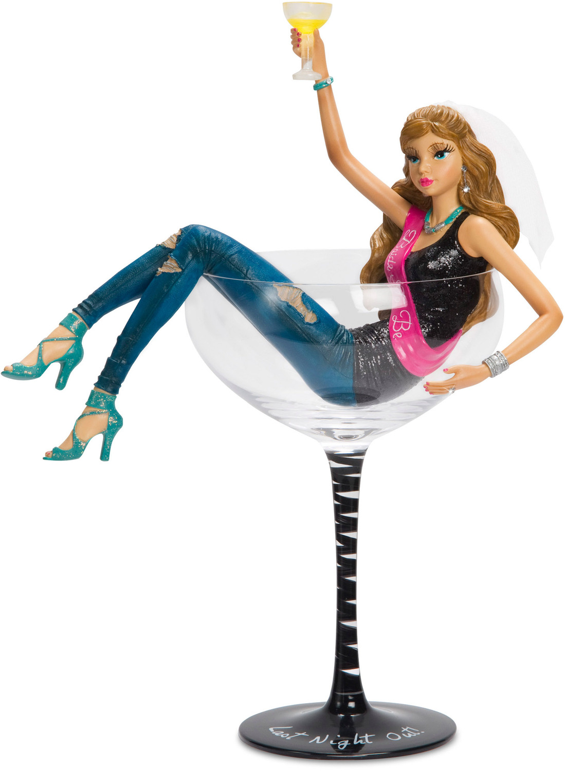 Last Night Out! by Hiccup - <em>Bachelorette</em> - Girl Figurine & Wine Glass -