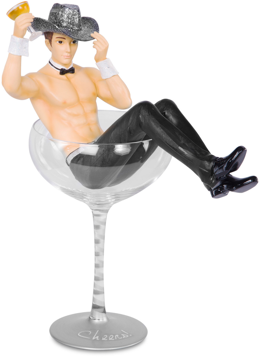 Cheers! by Hiccup - <em>Cheers!</em> - Male Figurine & Champagne Glass -