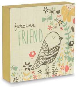 Forever Friend by Bloom by Amylee Weeks - 4" x 4" Bird & Flower Plaque