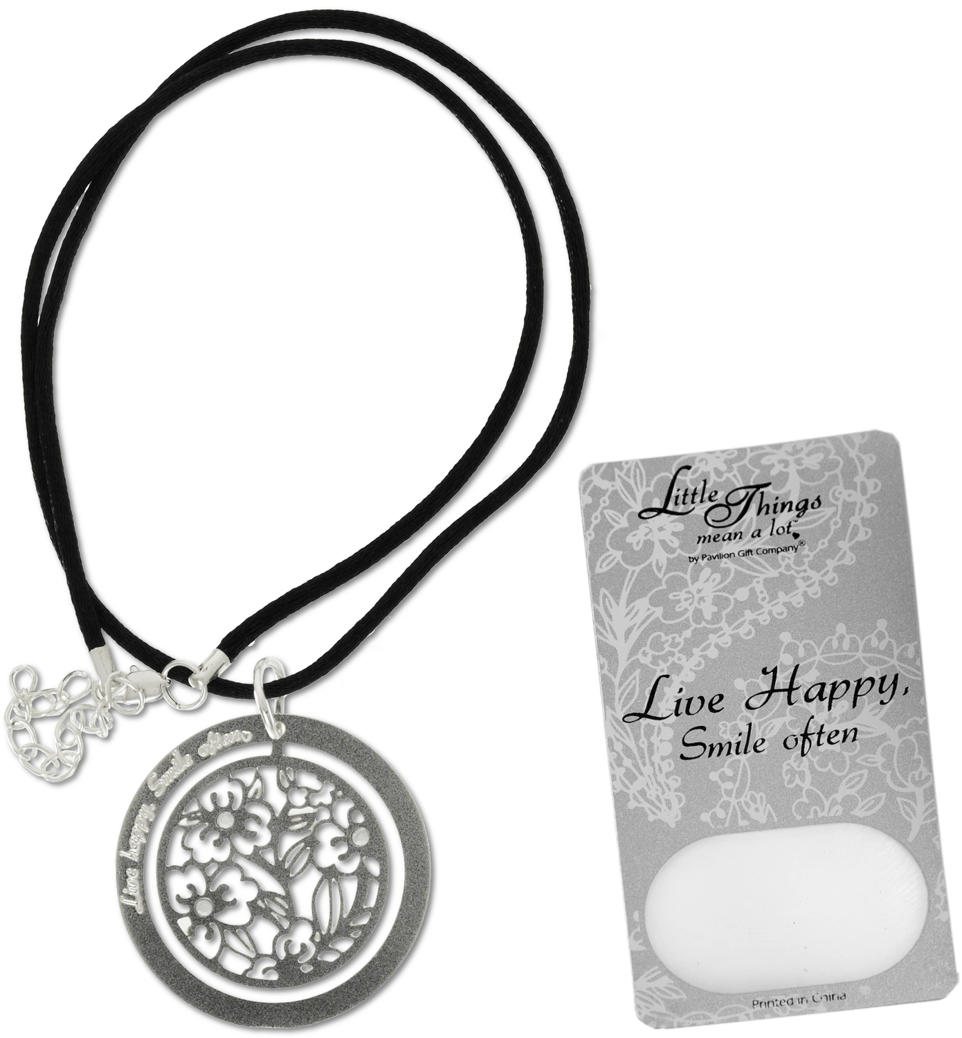 Live Happy by Little Things Mean A Lot - Live Happy - With 1.5" Circle Pendant