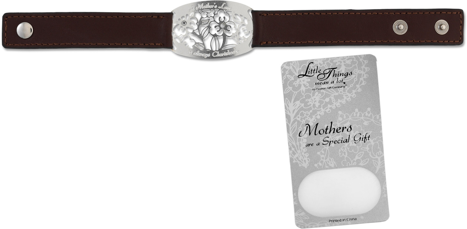 Mother Bracelet by Little Things Mean A Lot - Mother Bracelet - 8.5" x 0.75" Brown Leather