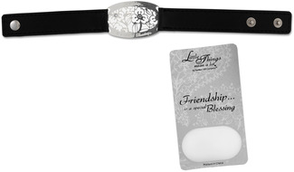 Friendship Bracelet by Little Things Mean A Lot - 8.5" x 0.75" Black Leather