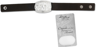 Cherish Bracelet by Little Things Mean A Lot - 8.5" x 0.75" Bronze Leather