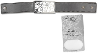 Faith Bracelet by Little Things Mean A Lot - 8.5" x 1" Silver Leather