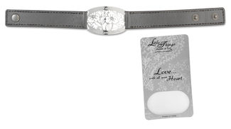 Love Bracelet by Little Things Mean A Lot - 8.5" x 0.75" Silver Leather