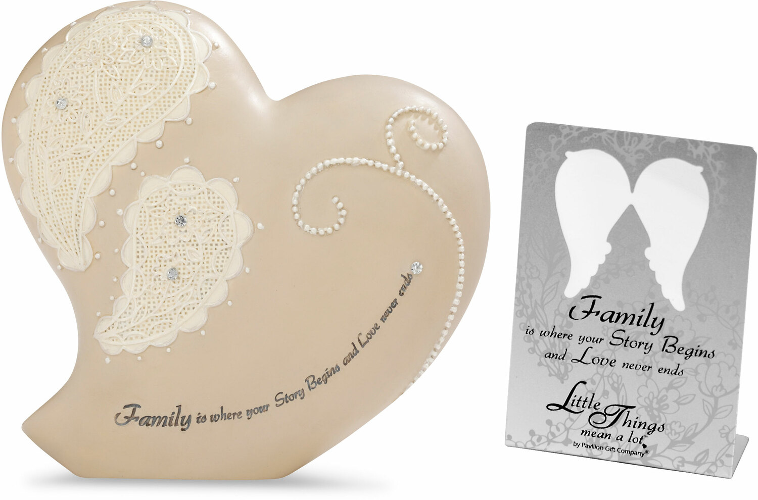 Family by Little Things Mean A Lot - Family - 4" Heart Self-Standing Plaque