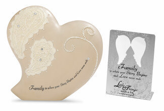 Family by Little Things Mean A Lot - 4" Heart Self-Standing Plaque