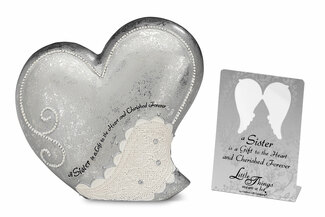 Sister by Little Things Mean A Lot - 4" Heart Self-Standing Plaque