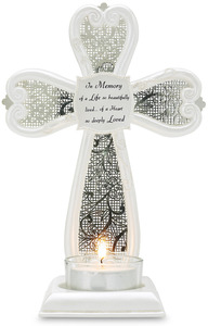 In Memory by Little Things Mean A Lot - 7" Cross Tealight Holder