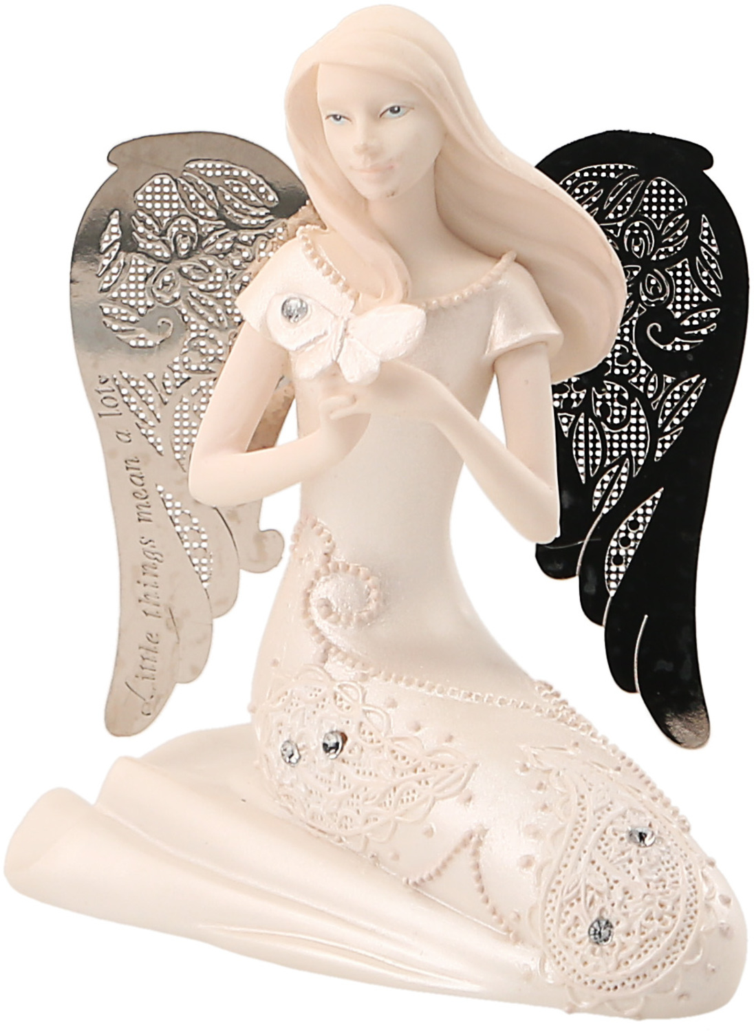 April Birthstone Angel by Little Things Mean A Lot - April Birthstone Angel - 3.5" April Angel with Diamond Butterfly