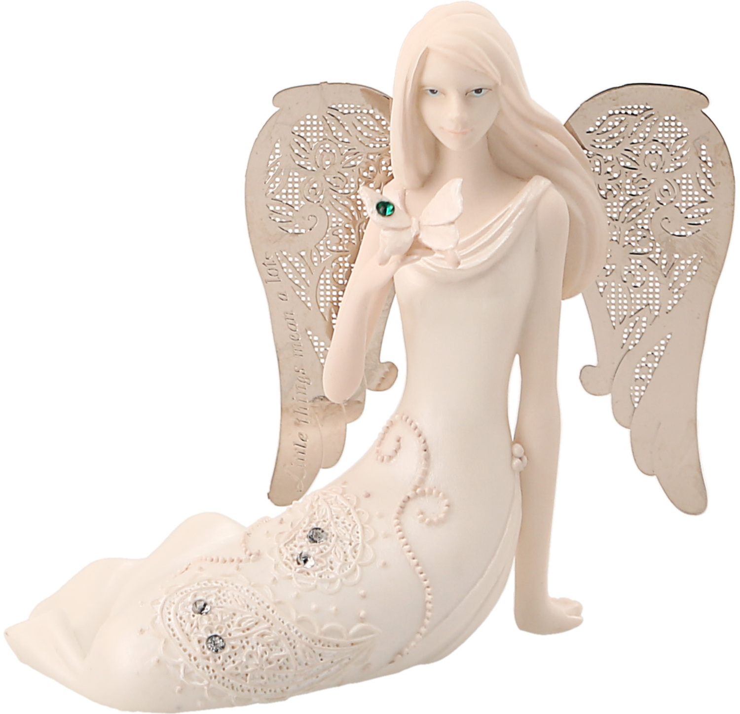 May Birthstone Angel by Little Things Mean A Lot - May Birthstone Angel - 3.5" May Angel with Emerald Butterfly